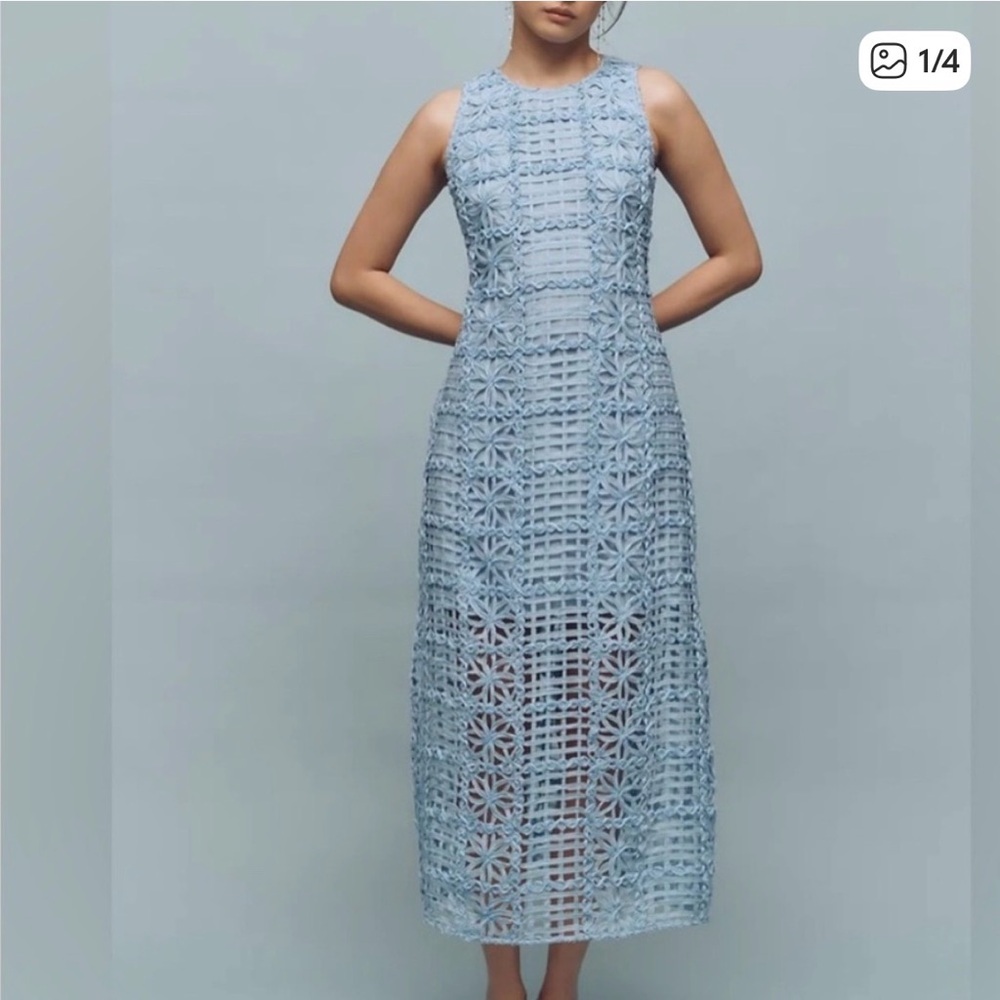 Endless Rose Light Blue Crochet Maxi Dress